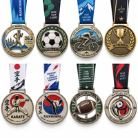 Médaille de football 3D personnalisée, en émail dur rotatif, pour équipes de football et de rugby, en nickel noir, pour championnats et ligues, vente en gros