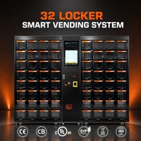 Distributeur automatique intelligent de casiers sécurisés, capacité 32 emplacements, en acier inoxydable, avec surveillance à distance et options de paiement multiples, idéal pour les halls et les gymnases