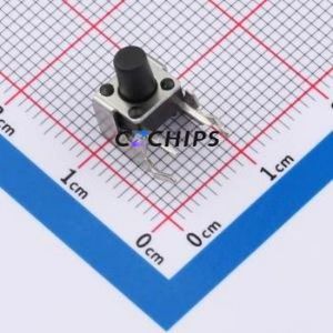 TS668ZJ 022 Tactile Switch Bent Lead Through Hole-4P,7.3x6.1mm Single Pole Single Throw Round Button 2.5N Right Angle Insert - Product Image 1