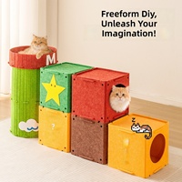 Maisonnette modulaire en feutre pour chat, tunnel empilable avec entrée ronde pour chats d'intérieur