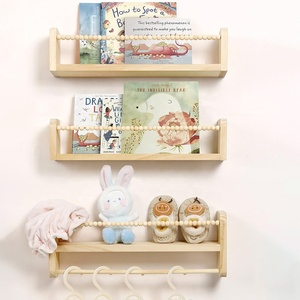 Juego de 3 estantes flotantes de madera natural, estantes de libros montados en la <span class=keywords><strong>pared</strong></span> para habitación de niños, decoración de guardería y organización de almacenamiento - Product Image 5