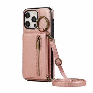 Funda de bolso de hombro cruzado para iPhone 7/8 Plus/X/XR/11/12 Pro/13 <span class=keywords><strong>Mini</strong></span>/14 Plus/15 Promax, funda tipo billetera con cremallera - Product Image 6