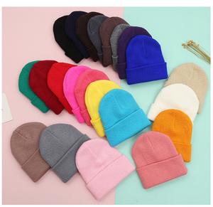 Multi Colors Beanies Weibliche Mädchen Einfarbige Mütze Warme Motorhaube Casual Cap Cold Hat Custom Blank Gestrickte Plain Winter hüte - Product Image 3