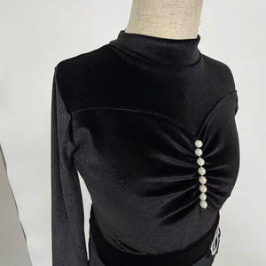 فستان رقص لاتيني للفتيات بأكمام طويلة، تنورة مخملية للرقص، زي رقص السامبا والرومبا والجاز والتشا تشا - Product Image 6