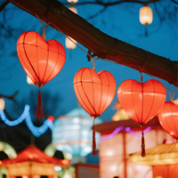 Lanternes chinoises LED en forme de cœur, éblouissantes, pour Noël et la fête des pères, décorations romantiques pour festivals de rue