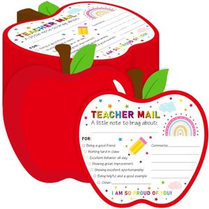 Manzanas en forma de correo feliz de profesor a estudiantes aula buen comportamiento tarjeta motivacional postal positiva para enviar a casa - Product Image 1