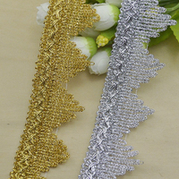 Ruban de dentelle tressé en or et argent de haute qualité, 4 cm de large, pour accessoires de couture de vêtements DIY personnalisés