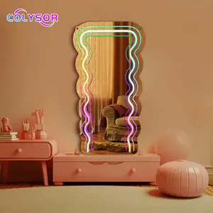 Chambre à coucher Salon personnalisé Décoration d'intérieur Miroir néon en acrylique Waves Dreamcolor
