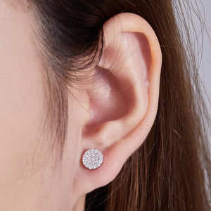 Atacado Brincos de Tarraxa Luxuosos Redondos Banhados a Ouro Branco de Prata Esterlina 925 com Moissanite Diamante VVS Congelado para Mulheres e Homens - Product Image 2