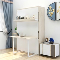 Multifunktionales Doppelschicht-Schreibtisch-Wandbett mit Unsichtbarer Hardware, Klappbares Murphy-Bett mit Schreibtisch, Metallbettrahmen