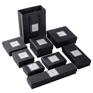Custom Logo Top Quality Ring Necklace Bracelet Black Gift Packaging Paper Jewelry Box with insert