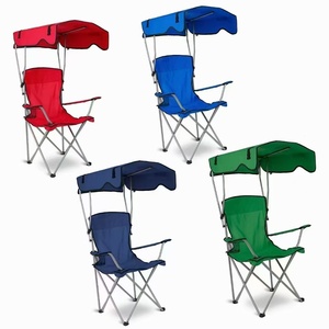 Chaise de pêche avec cadre métallique et pare-soleil, chaise de <span class=keywords><strong>camping</strong></span> et de plage d'extérieur avec dossier pare-soleil, design pliable, <span class=keywords><strong>fauteuil</strong></span> portable - Product Image 3