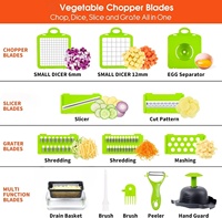 En gros, Coupe-légumes multifonctionnel 14 en 1 pour fruits et légumes, trancheur, hachoir, spiraliseur, râpe manuelle