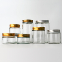 Cornichon Miel Confiture Pot Épice Récipient De Stockage Des Aliments Pot En Verre Hermétique Rond Avec Couvercle En Métal