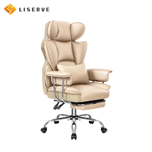 Chaise de bureau ergonomique moderne, grande et haute, avec dossier haut, chaise de jeu blanche, <span class=keywords><strong>repose</strong></span>-pieds inclinable, cadre métallique, accoudoirs fixes - Product Image 5