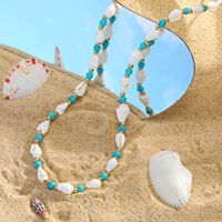 Collier ras du cou tendance décontracté de style marin, chaîne simple, vert printemps, perles, bijoux