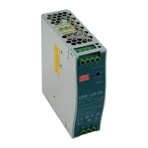 MEAN WELL EDR-120-24 Catu Daya Penutup Aluminium Rel DIN SMPS DC 24V untuk Peralatan Fabrikasi Uctor Semi D