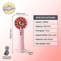 Ventilateur portable sans pales pour camping et usage domestique, avec réglage à 100 niveaux, rechargeable par USB, faible bruit, batterie incluse