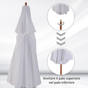 Para Outsunny 2,7x2,7 m Paraguas doble para patio con mecanismo de manivela en madera Bambú y poliéster Crema Duradero y elegante - Product Image 5