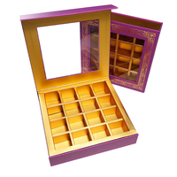 Luxe personnalisé feuille chaude Logo fait à la main magnétique violet papier de qualité alimentaire emballage cadeau boîte de chocolat avec fenêtre