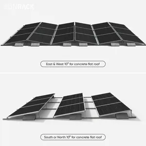 Sistema de energía solar de techo de balasto plano Sunrack, kit de panel solar de techo plano, precio al por mayor