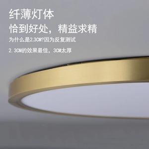 Italian Minimalist LED <b>Ceiling</b> <b>Light</b> Modern Simple All-Copper Black Ultra-Thin for Bedroom Balcony <b>Hallway</b> with 6000K CCT - Product Image 6