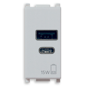 อะแดปเตอร์แปลงไฟ USB A+C 15W 5V สีเงิน สำหรับอุปกรณ์ต่างๆ - Product Image 1