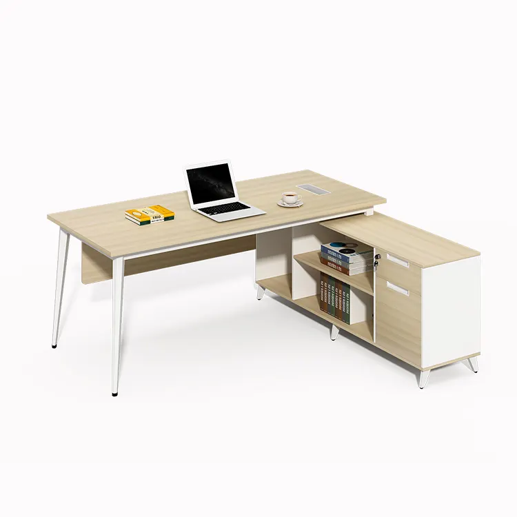 โต๊ะผู้บริหารไฮเทค,เฟอร์นิเจอร์ไม้รูปตัว L แฟชั่นแบบกำหนดเองโต๊ะทำงานเรซิ่น