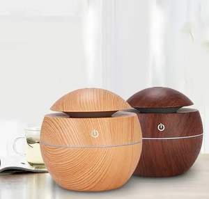 Wholesale 2025 New Arrivals <b>Portable</b> Led Round Wood Grain 130ml Mini Humidifier Purifier Ultrasonic Aroma <b>Diffuser</b> air - Product Image 5