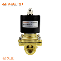 AIRWORK 2W160-15 Série 2W 220V Vanne solénoïde pneumatique à eau en laiton normalement ouverte 2 voies avec port G1/8-G2