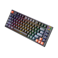 Clavier mécanique OEM d'usine à 81 touches avec bouton rotatif, effets de rétroéclairage RGB, interrupteurs bleus, mini clavier USB filaire