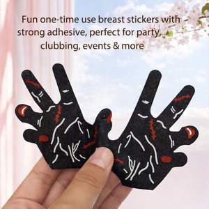 Copricapezzoli Usa e Getta Grandi Imbottiti Neri Glitterati Sexy per Ragazze Petali per il Seno Senza Cuciture Intimi per Halloween - Product Image 3