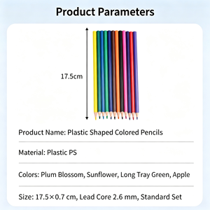 Matite Colorate in Plastica Senza Legno a Forma di Mela per Bambini, Matite da <span class=keywords><strong>Disegno</strong></span> per Studenti delle Scuole Elementari, Matite per Pittura Artistica, Vendita all'Ingrosso - Product Image 2