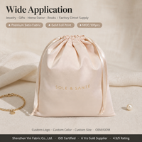 Sac de luxe en satin pour extensions capillaires, avec logo personnalisé imprimé, cordon de serrage, pochette réutilisable en soie pour vêtements et chaussures