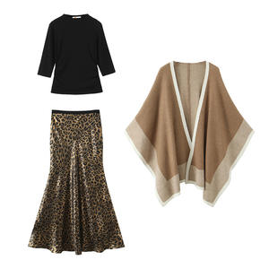 กระโปรงมิดิผ้าซาตินลายเสือดาว Happy Plus รุ่น N9308 ไซส์พลัสสำหรับผู้หญิง กระโปรงทรงหางปลาเอวธรรมชาติ ดีไซน์หรูหรา - Product Image 5