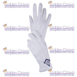 Gants de Regalia maçonnique franc-maçon de haute qualité en coton avec Sq & CG bleu | Fournisseur de gants de parade maçonnique Regalia - Product Image 6