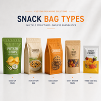 Sachet d'emballage alimentaire en gros à fond plat avec fermeture éclair refermable pour biscuits, craquelins, chips et autres snacks
