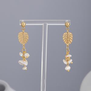Pendientes de Perlas de Imitación de Moda, Chapados en Oro de 18K, de Acero Inoxidable, Resistentes al Agua, Unisex, al por Mayor - Product Image 3