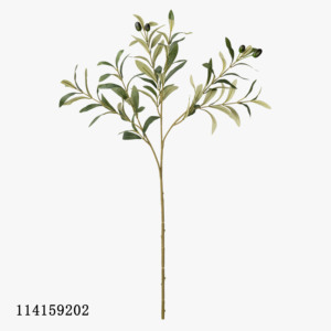 Nouvelle arrivée usine fournir une seule <span class=keywords><strong>tige</strong></span> de tissu de feuille d'<span class=keywords><strong>olivier</strong></span> artificielle pour la décoration - Product Image 2