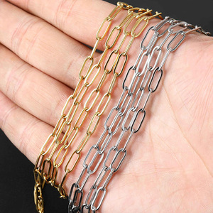 Atacado Bulk Paper Clip Chains Aço Inoxidável Golden Unwelded Paperclip Link para Mulheres Homens Colar Pulseira Fazer Jóias - Product Image 3