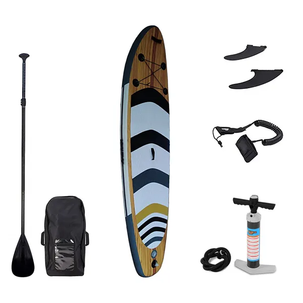 Paddleboard inflável de madeira unisex com pás