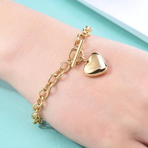 Ensemble collier et bracelet en acier inoxydable couleur or pour femmes, boucle OT, bijoux tendance, cadeau - Product Image 4
