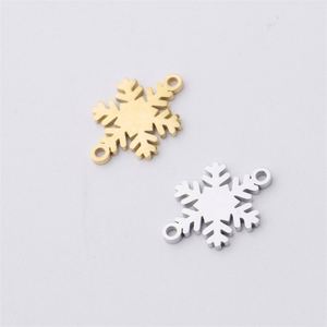 Pendentifs flocon de neige en acier inoxydable plaqué or, personnalisables en gros, pour la fabrication de bijoux pour enfants - Product Image 1