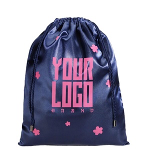 Sac à cordon en satin avec logo personnalisé pour extensions de cheveux, pochette à bijoux, petit sac cadeau en soie personnalisé pour mariage - Product Image 1