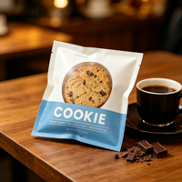 Sachets d'emballage personnalisés imprimés pour bonbons, biscuits et gâteaux individuels, avec fenêtre frontale et thermoscellage sur trois côtés