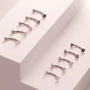 Awesome Rock Mixed Curved Eyebrow Piercings Wholesale Titanium Body Jewelry