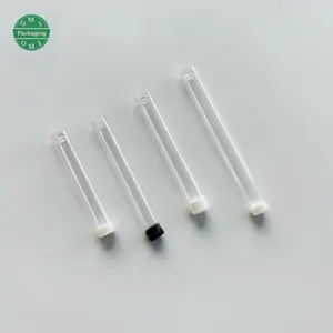 Free sample flat bottom hard PC Plastic test tube with rubber lids for spices powder packaging