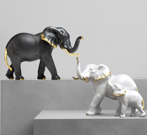 Ấn Độ voi nhựa bức tượng điêu khắc thủ công mỹ nghệ vàng đen bức tượng trang trí sản phẩm loại Hàng thủ công - Product Image 4