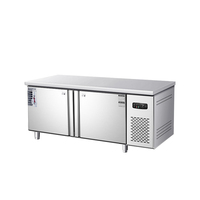 Mesa de Trabajo para Cocina Comercial, Congelador Horizontal de Acero Inoxidable de 2 Puertas, Estantes Ajustables, Enfriamiento Directo, Pantalla Digital Mecánica 3