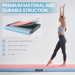 Tapis de gymnastique gonflable en PVC, tapis d'exercice 10*3.3ft, grand modèle de 10cm d'épaisseur, écologique, pliable, GM01, fournisseur de tapis d'exercice E - Product Image 5